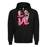 Black love cow valentine's day Zipper Hoodie - MaliasSmallBusiness