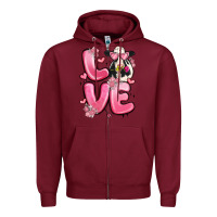 Burgundy love cow valentine's day Zipper Hoodie - MaliasSmallBusiness