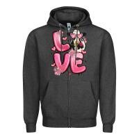Charcoal Heather love cow valentine's day Zipper Hoodie - MaliasSmallBusiness