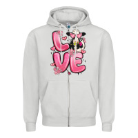 Dove Grey love cow valentine's day Zipper Hoodie - MaliasSmallBusiness
