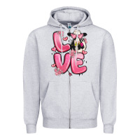 Heather Grey love cow valentine's day Zipper Hoodie - MaliasSmallBusiness