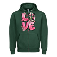 Sports Green love cow valentine's day Zipper Hoodie - MaliasSmallBusiness