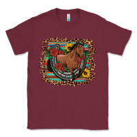 Burgundy western horse horseshoe roses sunflowers serape leopard Classic Tee - Artiststas