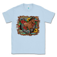 Dusty Blue western horse horseshoe roses sunflowers serape leopard Classic Tee - Artiststas