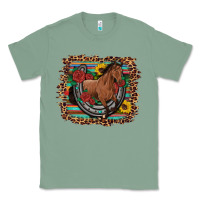 Sage western horse horseshoe roses sunflowers serape leopard Classic Tee - Artiststas
