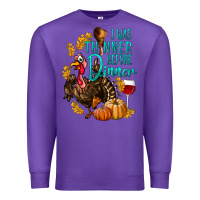 Purple I Was Thinner Before Dinner Turkey Thanksgiving Premium Sweatshirt - LillyAllenDesigns