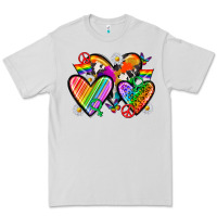 Dove Grey pride hearts Premium Tee - texasbilliewilder