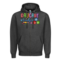 Charcoal Heather daycare teacher Zipper Hoodie - MaliasSmallBusiness