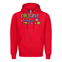 Red daycare teacher Zipper Hoodie - MaliasSmallBusiness