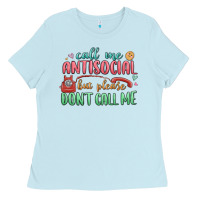 Baby Blue call me antisocial but please dont call me Ladies Tee - MaliasSmallBusiness