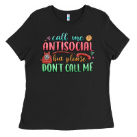 Black call me antisocial but please dont call me Ladies Tee - MaliasSmallBusiness