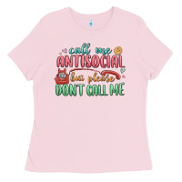 Bubblegum Pink call me antisocial but please dont call me Ladies Tee - MaliasSmallBusiness