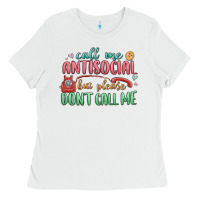 White call me antisocial but please dont call me Ladies Tee - MaliasSmallBusiness