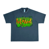 Midnight Navy blessed with  shamrocks Urban Heavy Tee - AdoDesignShop