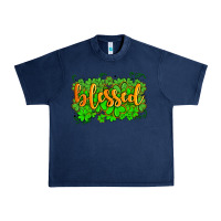 Navy blessed with  shamrocks Urban Heavy Tee - AdoDesignShop