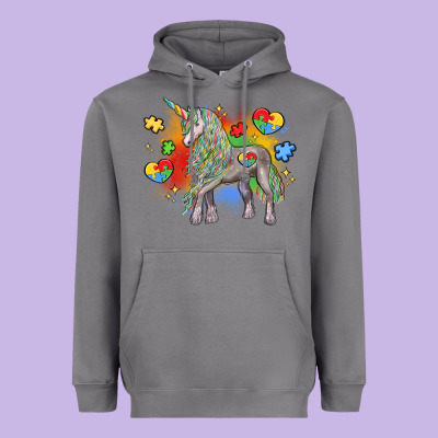 Autism Unicorn Heavyweight Hoodie Designed By Lillyallendesigns