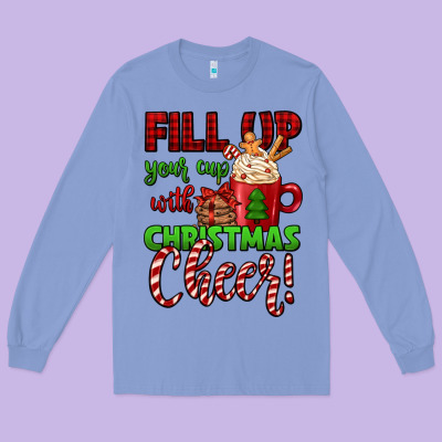 Fill Up Your Cup With Christmas Cheer Long Sleeve Tee Designed By Jasminsmagicworld