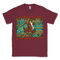Burgundy western horse horseshoe roses gemstones glitter wooden Classic Tee - Artiststas