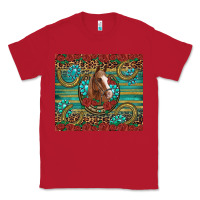 Red western horse horseshoe roses gemstones glitter wooden Classic Tee - Artiststas
