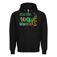Black roaring into 100 day of school Zipper Hoodie - MaliasSmallBusiness