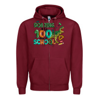 Burgundy roaring into 100 day of school Zipper Hoodie - MaliasSmallBusiness