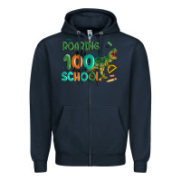 Navy roaring into 100 day of school Zipper Hoodie - MaliasSmallBusiness