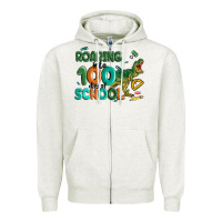 Oatmeal Heather roaring into 100 day of school Zipper Hoodie - MaliasSmallBusiness