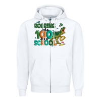 White roaring into 100 day of school Zipper Hoodie - MaliasSmallBusiness