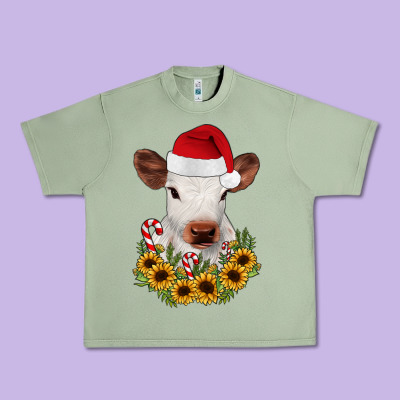 Calf Sunflower Christmas Urban Heavy Tee Designed By Jahusdesignshop