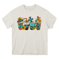 Cream cross coffee cups Heavy Core Tee - texasbilliewilder