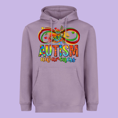 Autism Awareness Butterfly Infinity Symbol Heavyweight Hoodie Designed By Lillyallendesigns