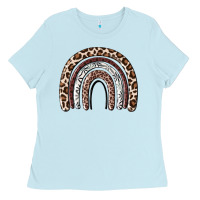 Baby Blue Cheetah rainbow Ladies Tee - MaliasSmallBusiness
