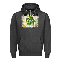 Charcoal Heather the lucky club Zipper Hoodie - MaliasSmallBusiness