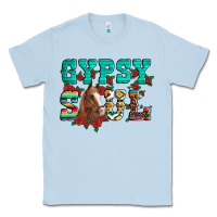 Dusty Blue western gypsy soul horse roses serape aztec leopard Classic Tee - Artiststas