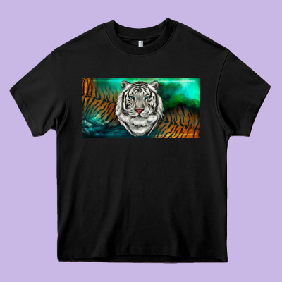 Heavy Core Tee white tiger forest license plate