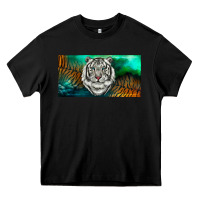 Black white tiger forest license plate Heavy Core Tee - RanaPortraitStore