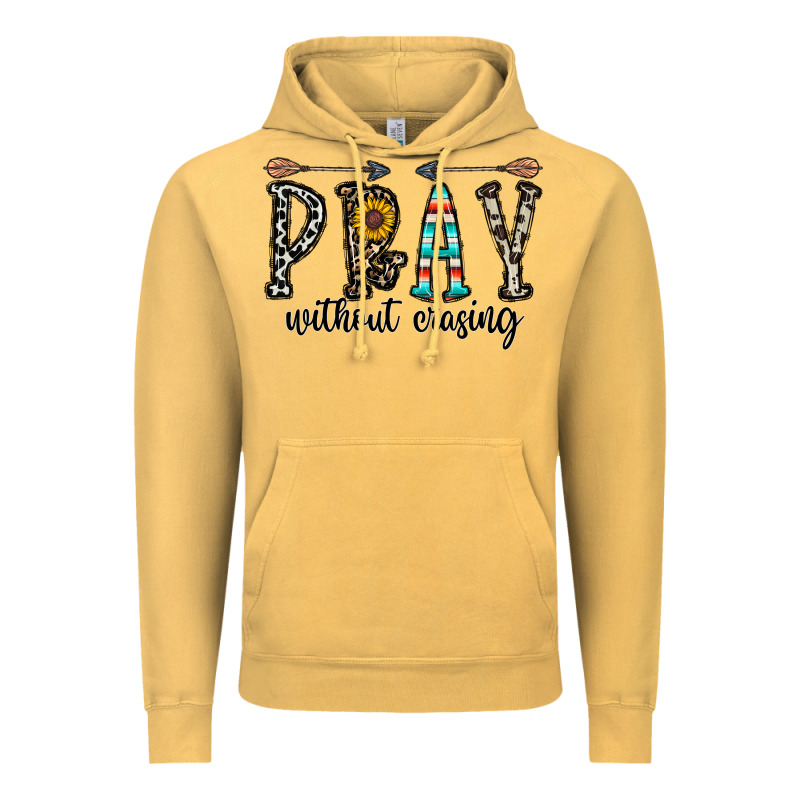 Pray Whithout Crasing Vintage Hoodie by CowhideDigitalArt | Teevron