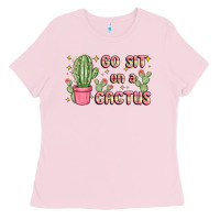 Bubblegum Pink go sit on a cactus Ladies Tee - MaliasSmallBusiness