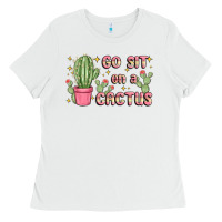 White go sit on a cactus Ladies Tee - MaliasSmallBusiness
