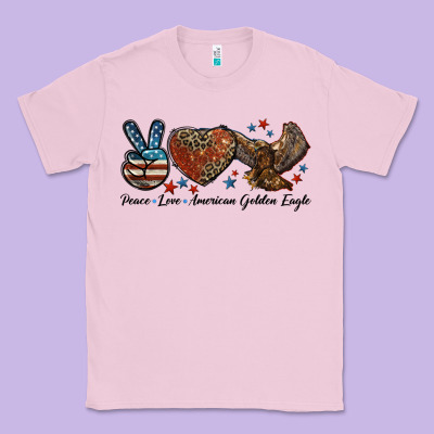 Western Peace Love American Golden Eagle Classic Tee Designed By Lillyallendesigns