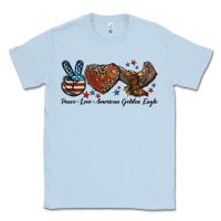 Dusty Blue Western Peace Love American Golden Eagle Classic Tee - LillyAllenDesigns