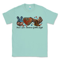 Seafoam Western Peace Love American Golden Eagle Classic Tee - LillyAllenDesigns