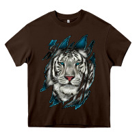 Chocolate Brown White Tiger Scratch Mark Heavy Core Tee - RanaPortraitStore