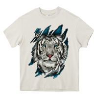 Cream White Tiger Scratch Mark Heavy Core Tee - RanaPortraitStore