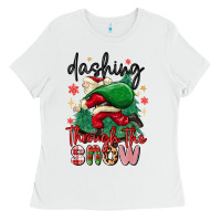 White dashing through the snow Ladies Tee - MaliasSmallBusiness