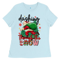 Baby Blue dashing through the snow Ladies Tee - MaliasSmallBusiness