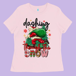 Dashing Through The Snow Ladies Tee Designed By Maliassmallbusiness