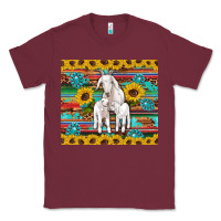Burgundy goats mom and baby sunflowers gemstones serape leopard glitter wooden Classic Tee - Artiststas