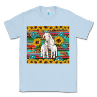Dusty Blue goats mom and baby sunflowers gemstones serape leopard glitter wooden Classic Tee - Artiststas