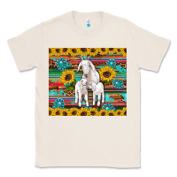 Natural goats mom and baby sunflowers gemstones serape leopard glitter wooden Classic Tee - Artiststas